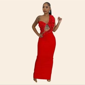 Shoulderless ruffles cutout stretch Maxi Dress Prom or Wedding dress. Never worn